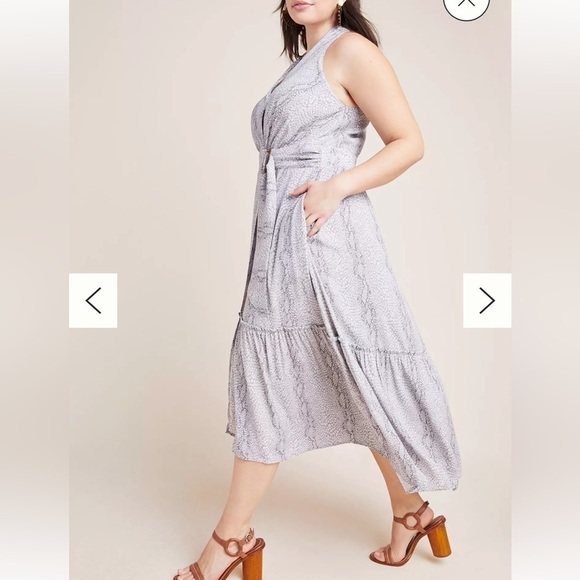 Anthropologie Marfa Dress Halter Gray V neckline Tiered Midi Size 6 - Picture 6 of 16